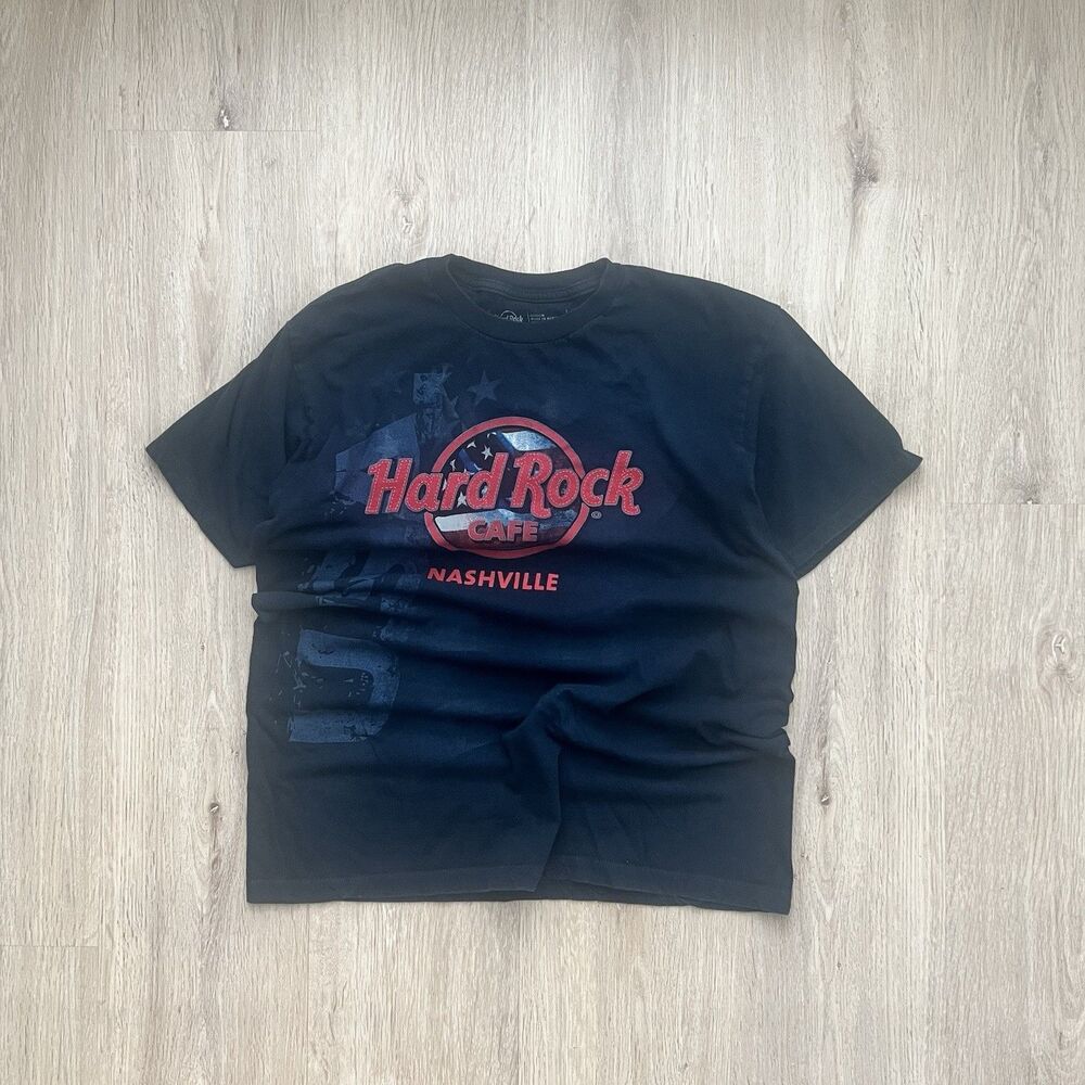HARD ROCK CAFE NASHVILLE T-Shirt Mens Black Official Logo Mens Medium Red